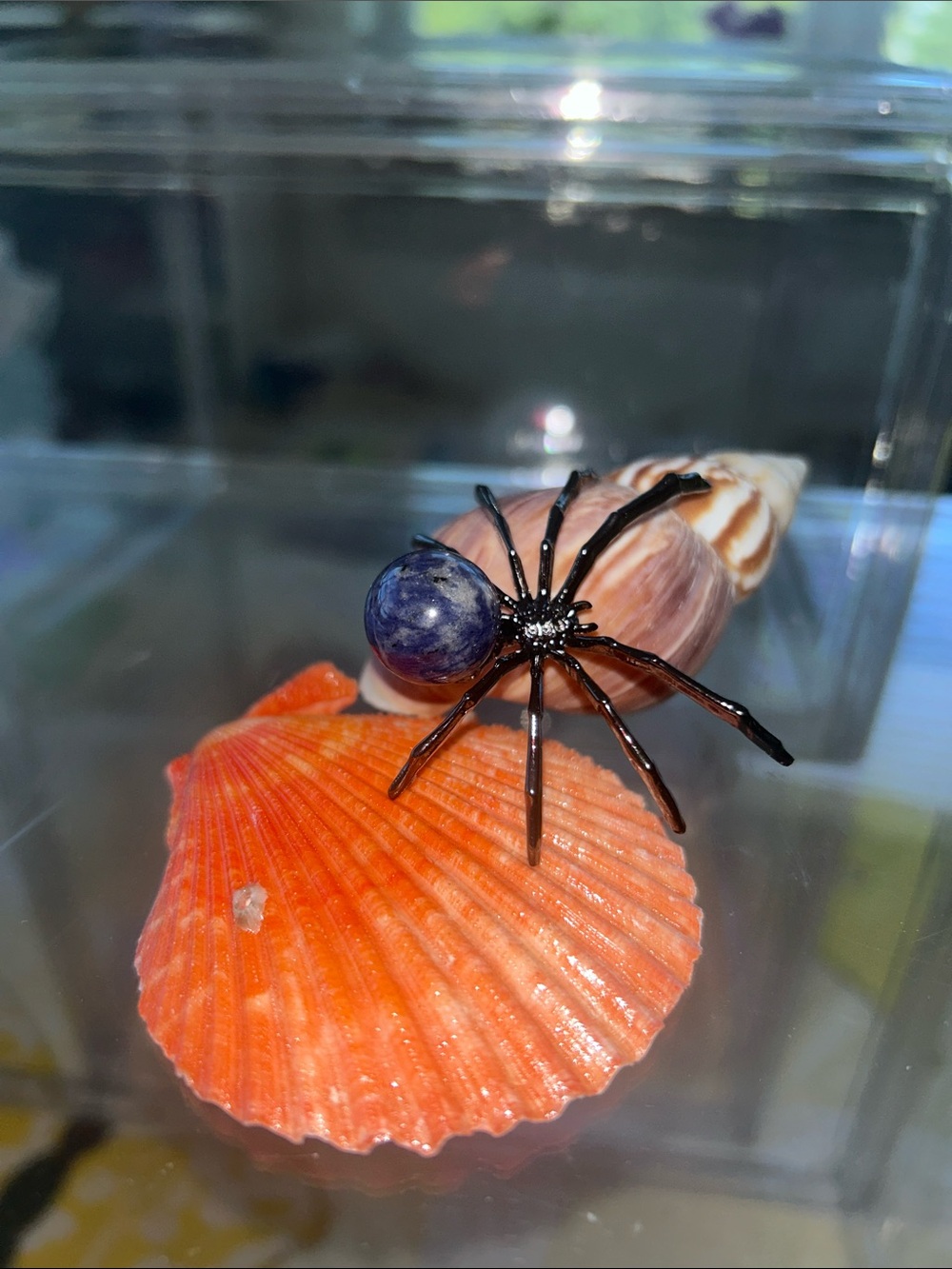 Sodalite Blue Stone Spider Known As The Stone Of Logic “Poet’s Stone” NWT +Dusty